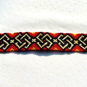 Handcrafted Macrame Bracelet Peruvian Design Red White Black Artisanal